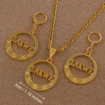 Anniyo Marshall LAKWE privjesak ogrlice naušnice nakit kompleti za žene zlatnu boju loptu lanca etničke darove #131106S