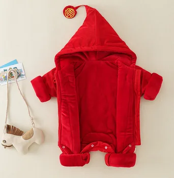 Novorođenče kombinezon kineski stil dječake i djevojčice Novu godinu Crveni pamuk postavljena jakna