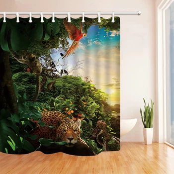Yadshoti zavjese za tuširanje od tekstila tropske kišne šume krajolik ljubimac san pogled na šumu kupaonica u apartmanu tkiva zavjese