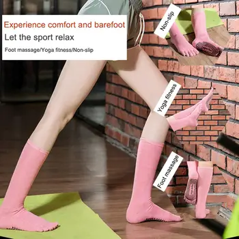 USHINE нескользящие pet prstiju joga čarape duge cijevi plesne čarape fitness pamuk sportske čarape pilates balet čarape muški ženski