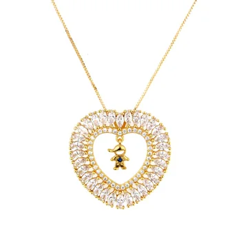 Moda hot prodaja zlato bakar ogrlica Bijela AAA kubni cirkonij Dječak/Djevojčica slatka oblik srca je dijete privjesak nakit ogrlica pokloni