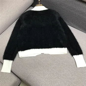 Luksuzni dizajn marke džemper za žene Vintage V izrez od мохера u ton kratko вязаным кардиганам odijevanje