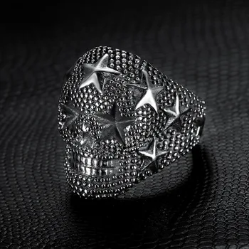 Klasicni muški šuplje hip-hop prsten od nehrđajućeg čelika punk thistle Zvijezda lubanju prsten duh glave nakita