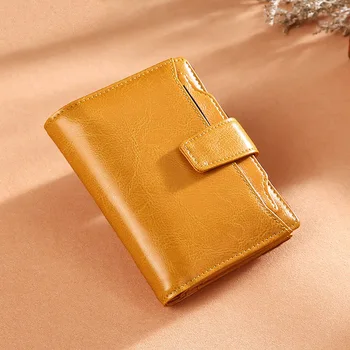 Prirodna koža ženski novčanik žuta dame torbice kratke torbi za djevojke ženski mali Portomonee Dama Perse držač kartice Walet