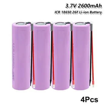 YCDC 4PCS 18650 Baterija za samsung 3.7 v baterija 2600maH Li ion ICR18650 26F Battery Max. 20A za svjetiljku igračke