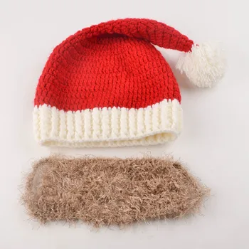 Novi zimski pleteni muški ženski Santa Djed Mraz šešir sa šarenim bradu ručni rad Božićni poklon stranke lubanje kape