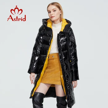 Astrid 2020 nove zimske ženski kaput žene duge topla jakna je sjajna tkanina moda jakna s kapuljačom velike dimenzije ženska odjeća 8675