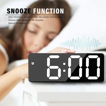 Led zaslon digitalni ogledalo alarm prijenosni alarm baterije nožica dvostruke namjene alarm pogodan za spavaće sobe ureda