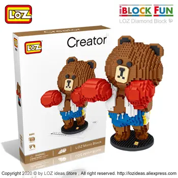 LOZ male čestice prikupljeni građevinski blok model boks medvjed Sport fitness medvjed, crtani film skupštine igračke djeca obrazovne