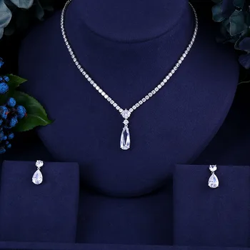 Janekelly nove jasne CZ nakit setovi sjajna kubni Cirkon vjenčanje naušnice ogrlice nakit setovi za bučne večere