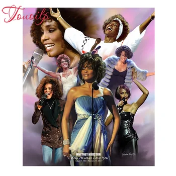 TOUOILP 5D Whitney Houston spuare&round diamond vez mozaik Dijamant vez križem rukotvorina rhinestones Dijamant slikarstvo