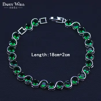 Ridal srebrna boja nakit setovi zelena cirkonij kamen naušnice za žene svadbeni nakit s ovjesom ogrlica set