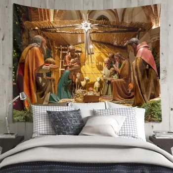 Božić Božićna priča rođena Isusom Kristom tapiserija u toplu noć uoči Božića zidna tapiserija art dekor