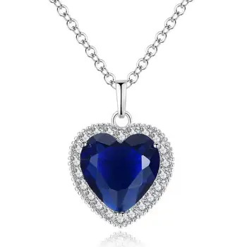 Lijepo Srce Plavi Ženski Nakit Privjesak Luksuzni Klasični Sjajna Gorski Kristal Kolye