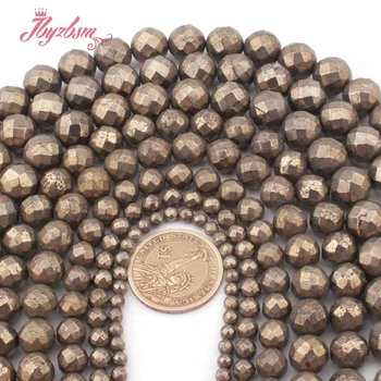 2.4.6.8.10.12 mm faceted round srebrno siva Пирит perle prirodni kamen perle za DIY žena ogrlica narukvica izrada nakita 15