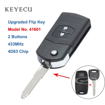 Keyecu modernizirana flip daljinski ključ vozila 2 gumba 433 Mhz 4D63 čip za Mazda 323, 626 1999-2003 Vidik model br 41601