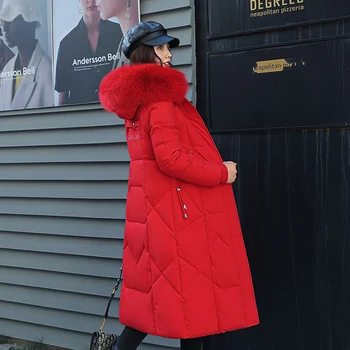 2020 zimska ženska dolje jakna zip Slim X-long Plus Size s kapuljačom parkovi čvrste svakodnevne debeli krzno ogrlice postavljena jakna dame