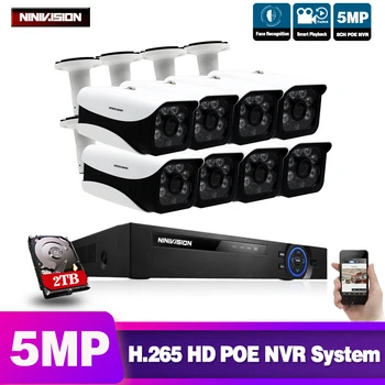 8ch 5MP POE Kit H. 265 System CCTV Security Up to16ch NVR Outdoor Waterproof IP Surveillance Camera Alarm Video P2P Mobile View