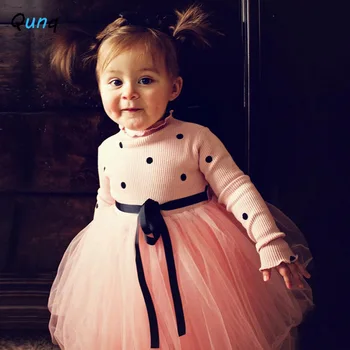 Proljeće i jesen dijete djevojke haljini dugih rukava Dječje haljine za djevojčice 1 2 3 4 godine Točka mreže Dječja odjeća od princeza 2020 novi