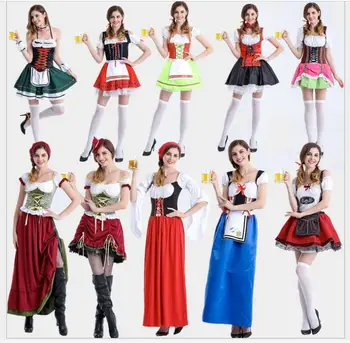 Halloween pivo sluškinju nošnja Žene Oktoberfest haljina njemački Bavarski etnički Trachten pivo Dirndl odijelo