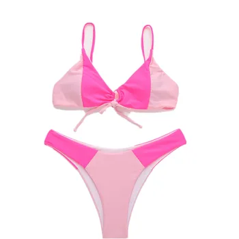 2020 Neon Pachwork Bikini Soft Linija Biquini Ženski Kupaći Kostim Ženski Trake Visokog Struka Naslona Sjedala I Kopče Kupanje