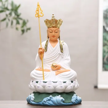 Budistički potrepštine smola Buda staklo čelik 16 inča позолоченная obojena drevna boja zbirka 38 cm bijela Tibetanski Kralj Buda