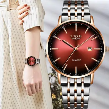 2020 LIGE New Rose Gold Women Watch Business Quartz Watch Ladies Top Brand Luxury Female Wrist Watch Girl Clock Relogio Feminin