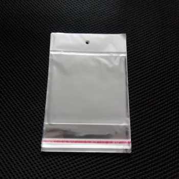500pcs prozirne samoljepljive pečat plastična torba za pohranu OPP Bag za pakiranje/poklon/vjenčanja/nakit poklon vrećice s rupom za vješanje