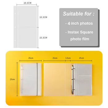 160 Pocket 3 Ring Binder transparentno foto album za Polaroid Fujifilm Instax Square SQ20 SQ10 SQ6 SP-3 Instant Camera Film Book