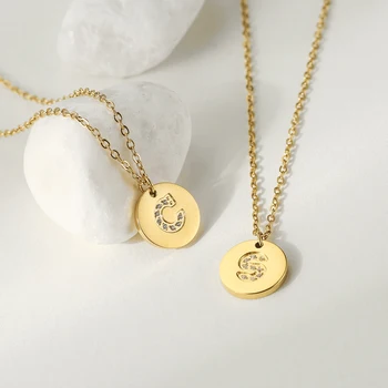 JUJIE minimalistički 316L nehrđajućeg čelika Cirkon pismo ogrlice Za žene 2021 jednostavan zlatni lanac ogrlice nakit veleprodaja