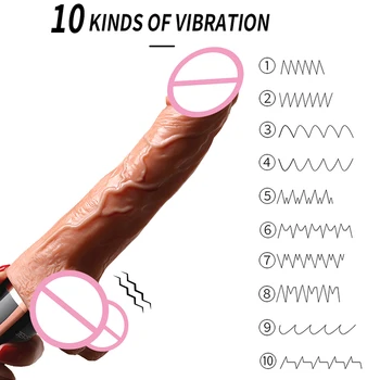 Automatski teleskopski dildo veliki dildo vibrator realan ogroman penis seks-igračke grijanje pravi kurac magnetski / USB zadužen za žene