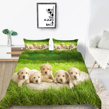 Zlatni retriveri posteljinu štene slatka 3D deka za psa osoba Kralj Kraljica Twin cijeli jednokrevetna dvokrevetna jedinstveni dizajn krevet kit