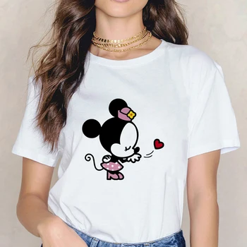 Ljubitelji Miš Mickey Minnie Ispis Ženska T-Shirt Kratki Rukav Slobodna Par Majica Godišnja Djevojka Majica Odjeća Camisetas Mujer