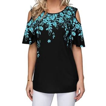 Kratki rukav cvjetni Boho majica za žene s ramena štampanih majica 2020 ljeto nova majica moda 5XL plus size vrhovima dame