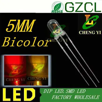 Dual boji DIP LED 5 mm, crvena i žuta lampa трехконтактный dioda 2.0-2.2 V zajednička katoda