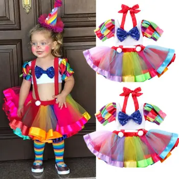0-6Y Baby Girl Summer Sweet Odjeca Set Toddle Kids Circus Birthday Party Dress And Crop Tops Outfits Djevojka Halloween Clothes