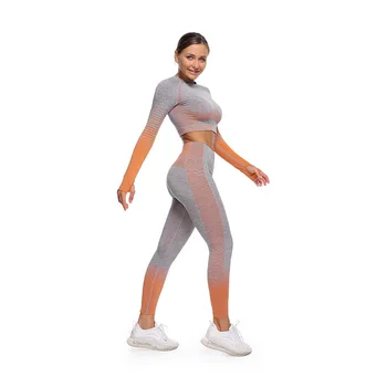 SALSPOR Women Bešavne Set Casual Fitness Suits O-neck majice s dugim rukavima ženska Visoki Struk tanak push-up tajice sweatpants