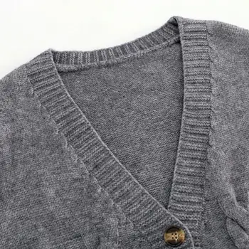 Jesen zima kratkom visokim strukom jednobojnu džemper žene однобортный pletene kardigan mali Sweter ženska jakna novi top Femme