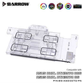 BARROW Full coverage Water Block use for ASUS DUAL RTX 3070 O8G Aurora GPU Card Support Original Backplate 5V Header A-RGB