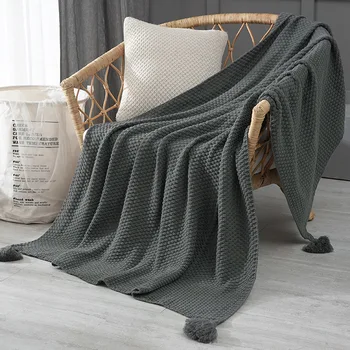 Nit deka s četkom puna bež siva kava baciti pokrivač za krevet kauč na kućni tekstil, moda накидка 130x170 cm pletene tepih