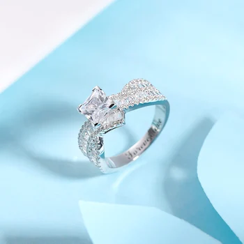 Sweey Veliko personalizirane сверкающая graviranje Princeza cut dragulj prsten žene fantastične obećanje prsten san djevojke kamen prsten