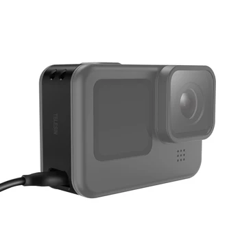 TELESIN za GoPro 9 punjiva bočni poklopac poklopac odvojiva lako punjenje poklopac Type-C port za GoPro Hero 9 Crna