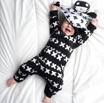 Novi jesen-proljeće pamuk baby boy odjeća dugih rukava križ tiskanih bodys novorođenčadi kombinezon dječja odjeća
