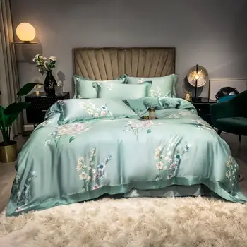 Svijetlo zelena,roza cvijet cvijet deka kit ultra soft Tencel godina komplet posteljinu male krevetu jastučnice Queen krevetom 4kom