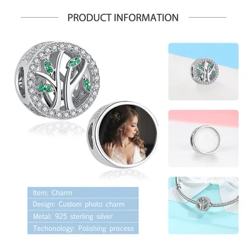 Custom foto 925 sterling srebra obiteljsko stablo Šarm kristalne perle idealni izvorni narukvica i ogrlica DIY personalizirani nakit