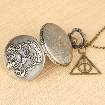 Berba Ravenclaw pismo Fob džepni sat brončani fin privjesak satovi Muški Ženski ogrlica krug reloj de bolsillo + pribor