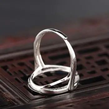 Srebra 925 zaručnički prsten Ovalni кабошон 15x20 mm polu nosač prsten bijelo zlato boja fin nakit podesivi vanjski