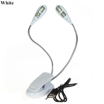 AIFENG Led Night Light fleksibilne dvostruke ruke mini 4Led čitanje noćno svjetlo se sa stegom za napajanje iz USB ili baterije za dječje sobe