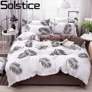 Solsticija jednostavan stil bijelih listova moda koža prozračna aloe pamuk reaktivni komplet posteljinu 3-4kom plahte, jastučnica deka