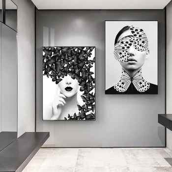Seksi Djevojke plakati gol djevojka ukrasne slike na platnu moderne žene leptir modularni slike za dnevni boravak дропшиппинг